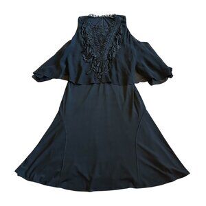 Kobi Halperin Black Sleeveless Dress Embroidered Flowy Top Size Large Women's